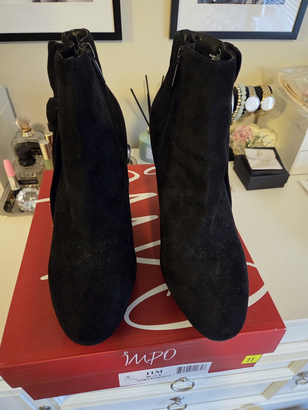 IMPO Women's Black Suede Ankle Booties